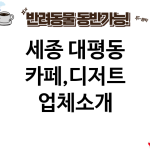 세종 대평동 카페,디저트 업체소개