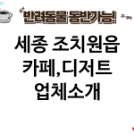 세종 조치원읍 카페,디저트 업체소개